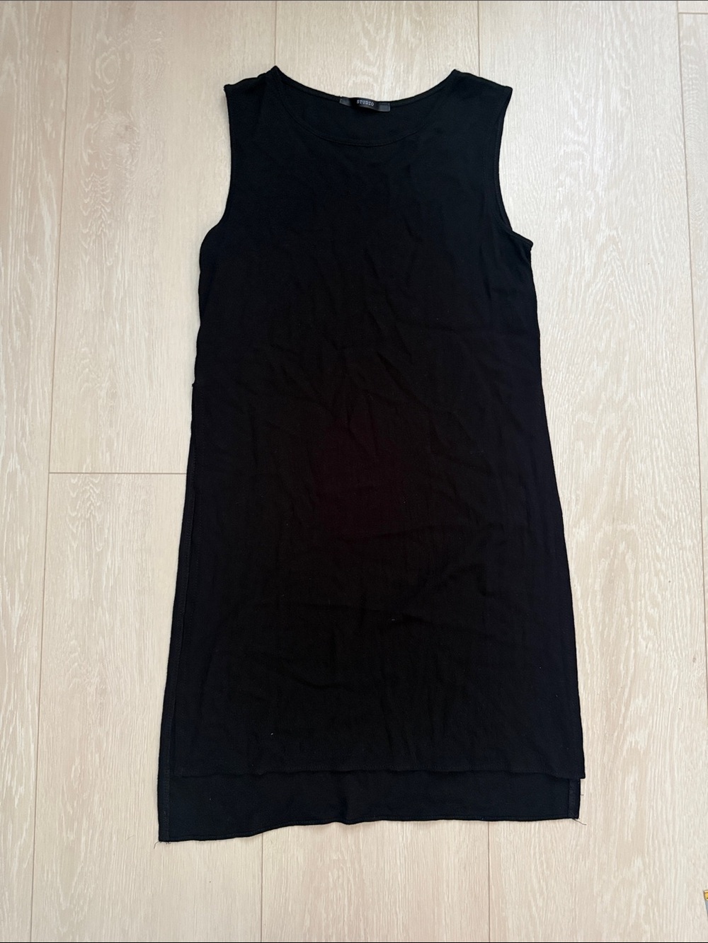 Studio Black Sleeveless Shift Slit Sides Dress
